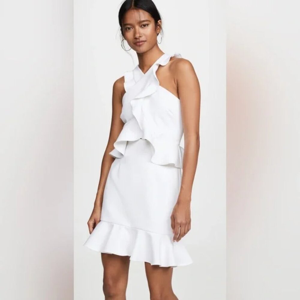 MILLY Sz 0 Cecile Ruffle Neck Mini Dress